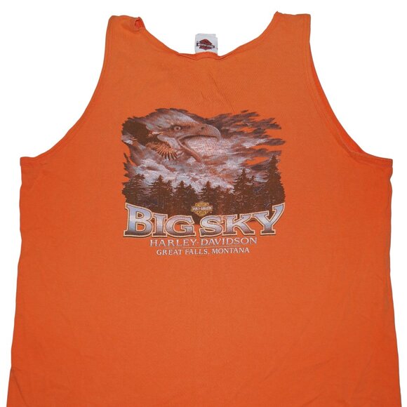Harley Davidson Men’s Tank Top Size XL Orange Vintage Big Sky Montana 2006 - Picture 7 of 10